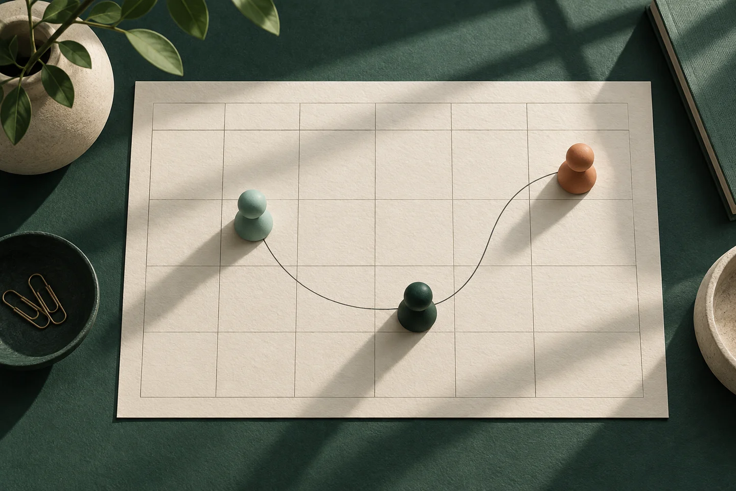 Ilustração de uma agenda em papel com marcadores de várias cores para diferentes responsáveis